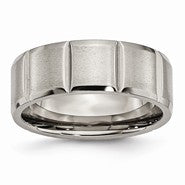 Titanium 8mm Grooved Satin & Polished Wedding Band