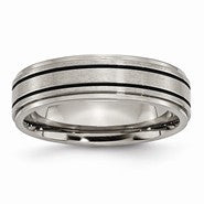 Titanium Enameled Flat 6mm Satin & Polished Wedding Band