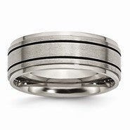 Titanium Enameled Flat 8mm Satin & Polished Wedding Band