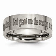 Titanium Flat 8mm Laser Design Brushed Wedding Band