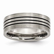 Titanium Enameled Flat 8mm Satin & Polished Wedding Band