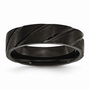 Titanium Swirl Design Black IP-plated 6mm Polished & Brushed Wedding Band