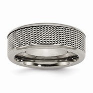 Titanium Base with Stainless Steel Mesh Center 8mm Wedding Band