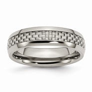 Titanium & Grey Carbon Fiber 6mm Polished Wedding Band