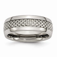 Titanium & Grey Carbon Fiber 8mm Polished Wedding Band