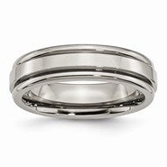 Titanium Grooved Edge 6mm Polished Wedding Band