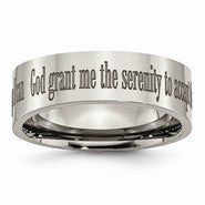 Titanium Flat 8mm Laser Design Polished Wedding Band