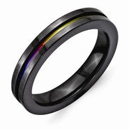 Black Titanium Multi-colored Anodized 4mm Polished Wedding Band