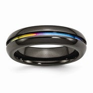 Black Titanium Multi-colored Anodized 6mm Polished Wedding Band