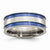Titanium with Blue Double Groove 8.5mm Polished Wedding Band