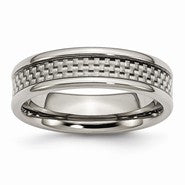 Titanium & Grey Carbon Fiber 6mm Polished Wedding Band