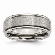 Titanium Ridged Edge 8mm Satin and Polished Wedding Band