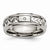 Titanium w/Sterling Silver Inlay Polished Diamond 7mm Wedding Band