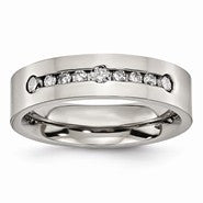 Titanium Polished Diamond 6mm Wedding Band