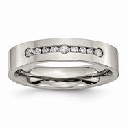 Titanium Polished Diamond 6mm Wedding Band