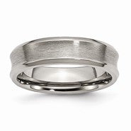 Titanium Beveled Edge, Concave 6mm Polished & Brushed Wedding Band