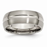 Titanium Grooved 8mm Brushed and Polished Wedding Band