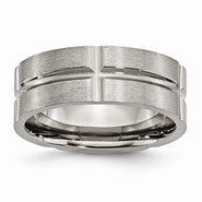 Titanium Grooved 8mm Brushed and Polished Wedding Band
