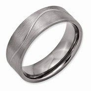 Titanium Grooved Flat 7mm Brushed and Polished Wedding Band