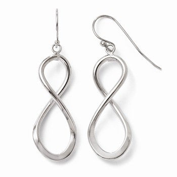 10K White Gold Shepherd Hook Dangle Earrings