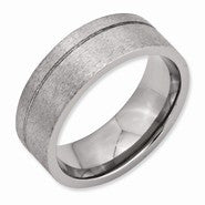 Titanium and Sterling Silver Inlay 8mm Flat Satin Wedding Band