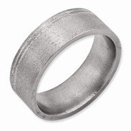 Titanium and Sterling Silver Inlay 8mm Flat Satin Wedding Band