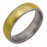 Titanium & 14k Gold Inlay 6mm Brushed Wedding Band
