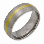 Titanium & 14k Gold Inlay 8mm Brushed Wedding Band