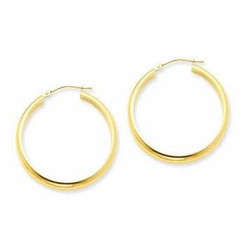 14k Round Tube Hoop Earrings