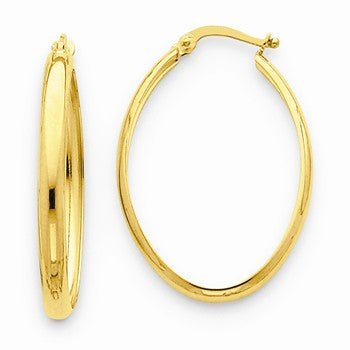 14k Yellow Gold Polished 3.5mm Oval Hoop Earrings