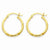 14k Yellow Gold Satin Diamond-cut 2mm Round Tube Hoop Earrings