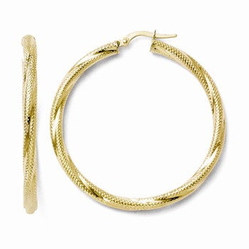 10K Twisted Hinged Hoop Earrings