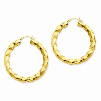 14k Yellow Gold Polished 5.0mm Twisted Hoop Earrings