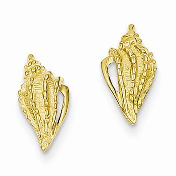 14k Yellow Gold Mini Conch Shell Post Earrings