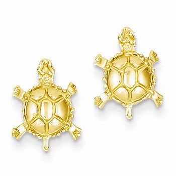 14k Yellow Gold Turtle Post Earrings