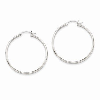 14k White Gold Polished Hoop Earring, Jewelry Earrings