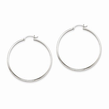14k White Gold Polished Hoop Earring, Jewelry Earrings