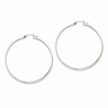 14k White Gold Polished Hoop Earring, Jewelry Earrings