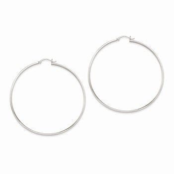 14k White Gold Polished Hoop Earring, Jewelry Earrings