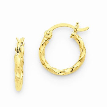 14k Yellow Gold Twist Polished Hoop Earring, Jewelry Earrings