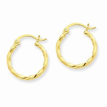 14k Yellow Gold Twist Polished Hoop Earring, Jewelry Earrings