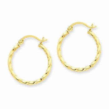 14k Yellow Gold Twist Polished Hoop Earring, Jewelry Earrings