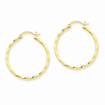 14k Yellow Gold Twist Polished Hoop Earring, Jewelry Earrings