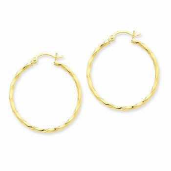 14k Yellow Gold Twist Polished Hoop Earring, Jewelry Earrings