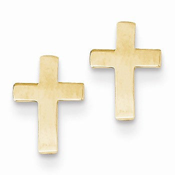 14k Yellow Gold Polished Cross Earrings