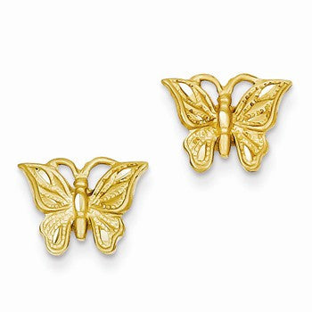 14k Yellow Gold Diamond-cut Butterfly Earrings