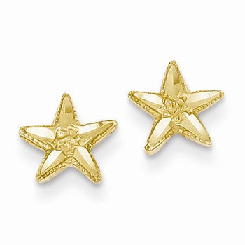 14k Yellow Gold Diamond-cut Starfish Earrings