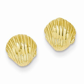 14k Yellow Gold Diamond-cut Shell Earrings