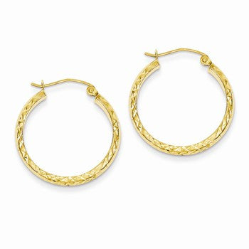 14k Yellow Gold Diamond-cut 3.5x22mm Hollow Hoop Earrings