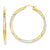 14k Yellow Gold Rhodium Diamond-cut 3x45mm Hoop Earrings
